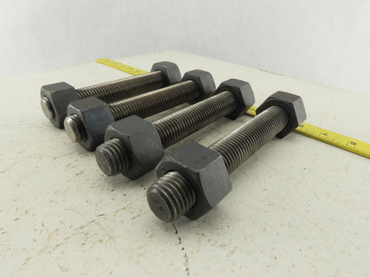 Budzart 32951 B7 Standard 1-8x7" Pipe Flange Stud Black Oxide W/Nuts RH Lot of 4