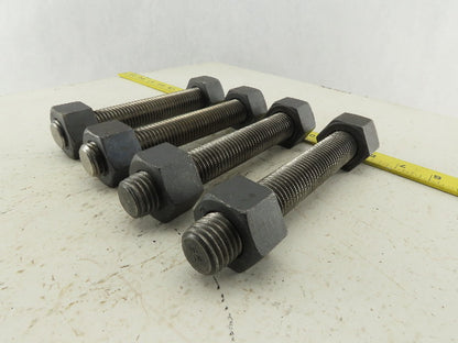 Budzart 32951 B7 Standard 1-8x7" Pipe Flange Stud Black Oxide W/Nuts RH Lot of 4