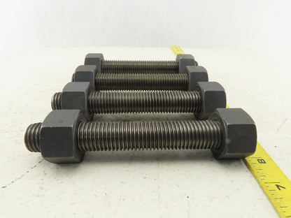 Budzart 32951 B7 Standard 1-8x7" Pipe Flange Stud Black Oxide W/Nuts RH Lot of 4