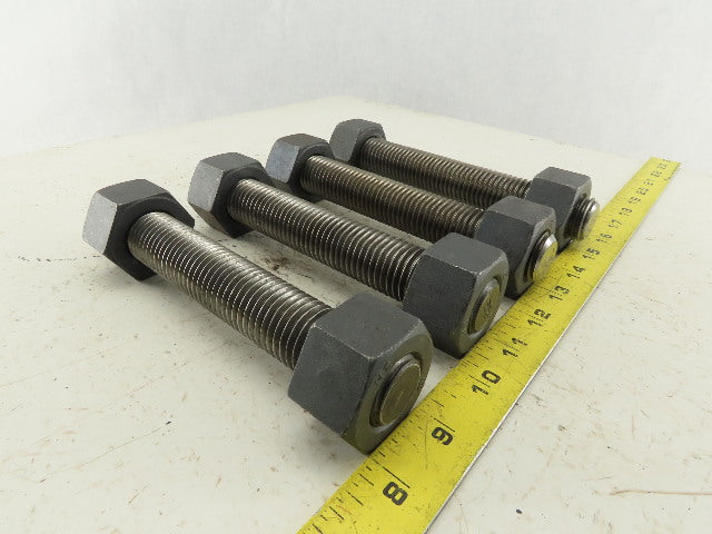 Budzart 32951 B7 Standard 1-8x7" Pipe Flange Stud Black Oxide W/Nuts RH Lot of 4