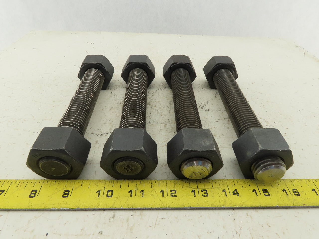Budzart 32951 B7 Standard 1-8x7" Pipe Flange Stud Black Oxide W/Nuts RH Lot of 4