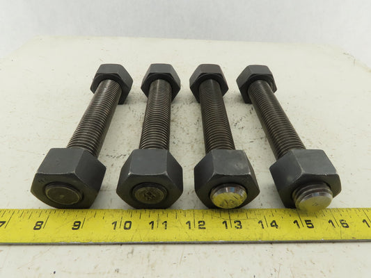 Budzart 32951 B7 Standard 1-8x7" Pipe Flange Stud Black Oxide W/Nuts RH Lot of 4