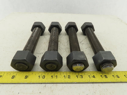 Budzart 32951 B7 Standard 1-8x7" Pipe Flange Stud Black Oxide W/Nuts RH Lot of 4