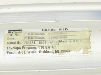 Parker P1D4G063MC-0130NFNNN Pneumatic Air Cylinder 63mm Bore 130mm Stroke