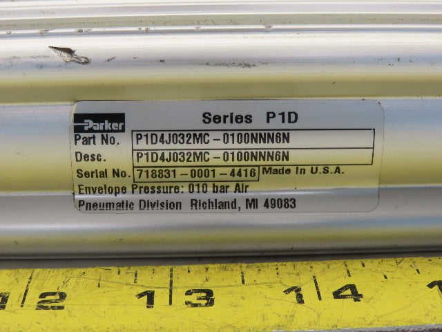 Parker P1D4J032MC-0100NNN6N Pneumatic Cylinder W/Rod Lock 32mm Bore 100mm Stroke