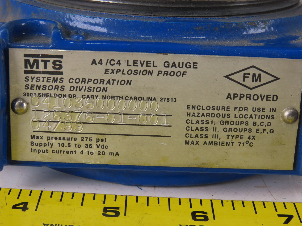 MTS Systems 36" Linear Float Level Gauge Transducer 10-36VDC HAZLOC