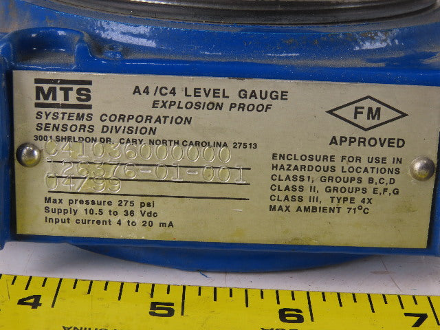MTS Systems 36" Linear Float Level Gauge Transducer 10-36VDC HAZLOC
