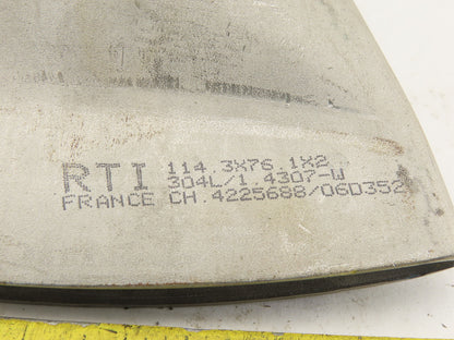 RTI 114.3x76.1x2 3" Rigid Stainless Steel Air Blow Nozzle 6-3/4" Wide 1/4" Open