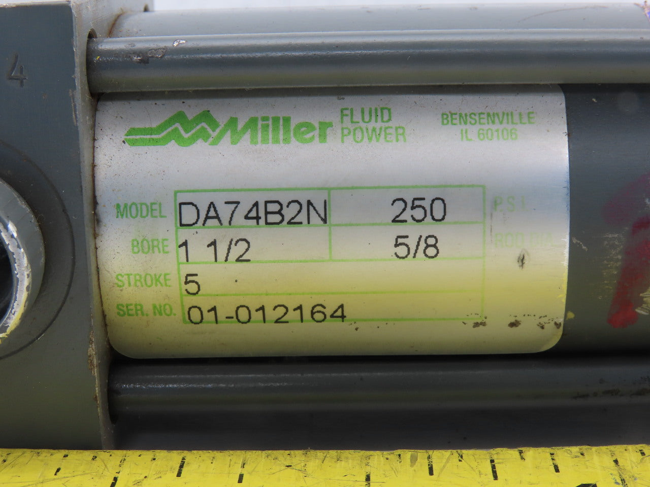 Miller DA74B2N 250 Pneumatic Cylinder Double Ended 5" Stroke 1-1/2" Bore