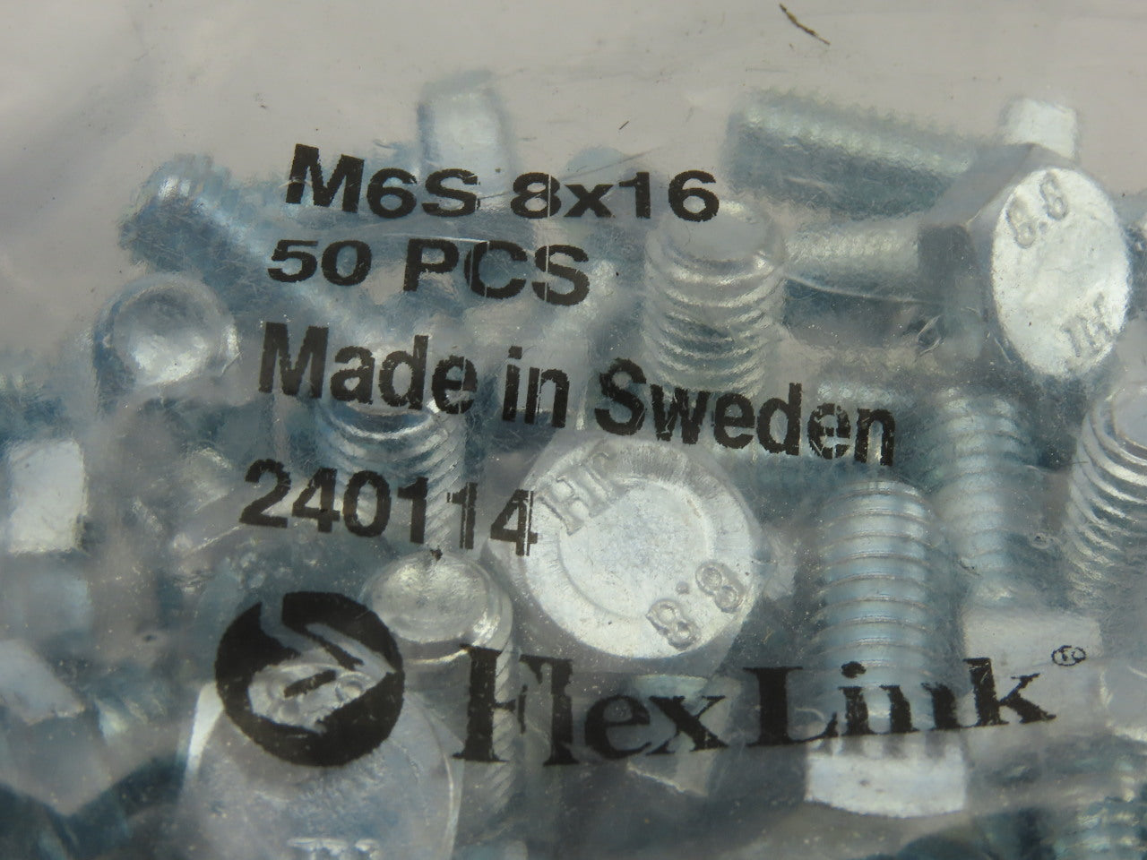 FlexLink M6S M8x16 Metric Hex Head Screw Lot OF 50