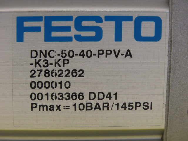 Festo DNC-50-40-PPV-A-K3-KP Pneumatic Air Cylinder 50mm Bore 40mm Stroke W/Clamp