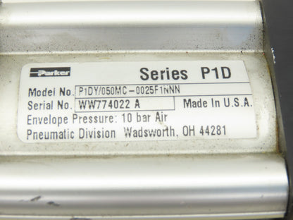 Parker P1DY/050MC-0025F1NNN Pneumatic Air Cylinder 50mm Bore 25mm Stroke