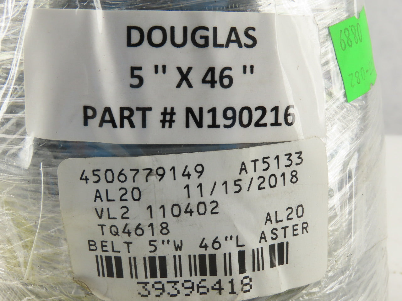 Douglas N19216 5"W x 46"L  Grooved Top Conveyor Belt