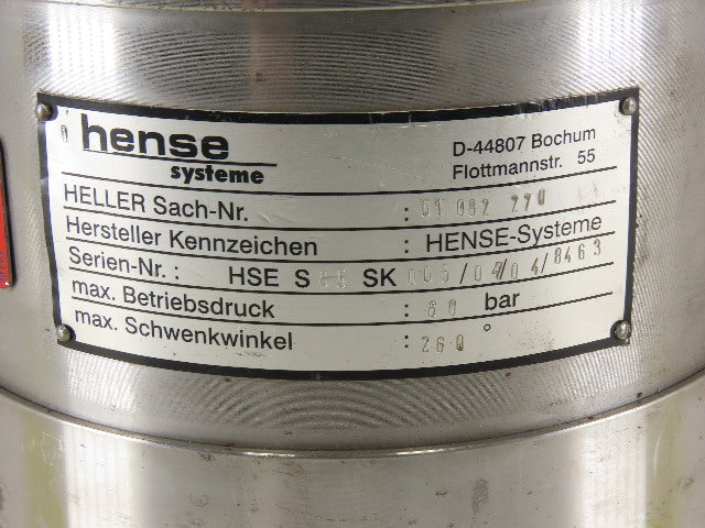 Hense Systeme 01.082.270 Swivel Motor Rotary Actuator 260° Swivel 60 Bar Max