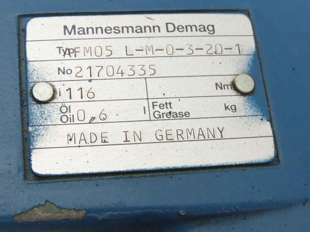 Demag UMF80AX-8 116:1 Ratio 7.4RPM 0.22kW 3Ph 400V Parallel Electric Gear Motor