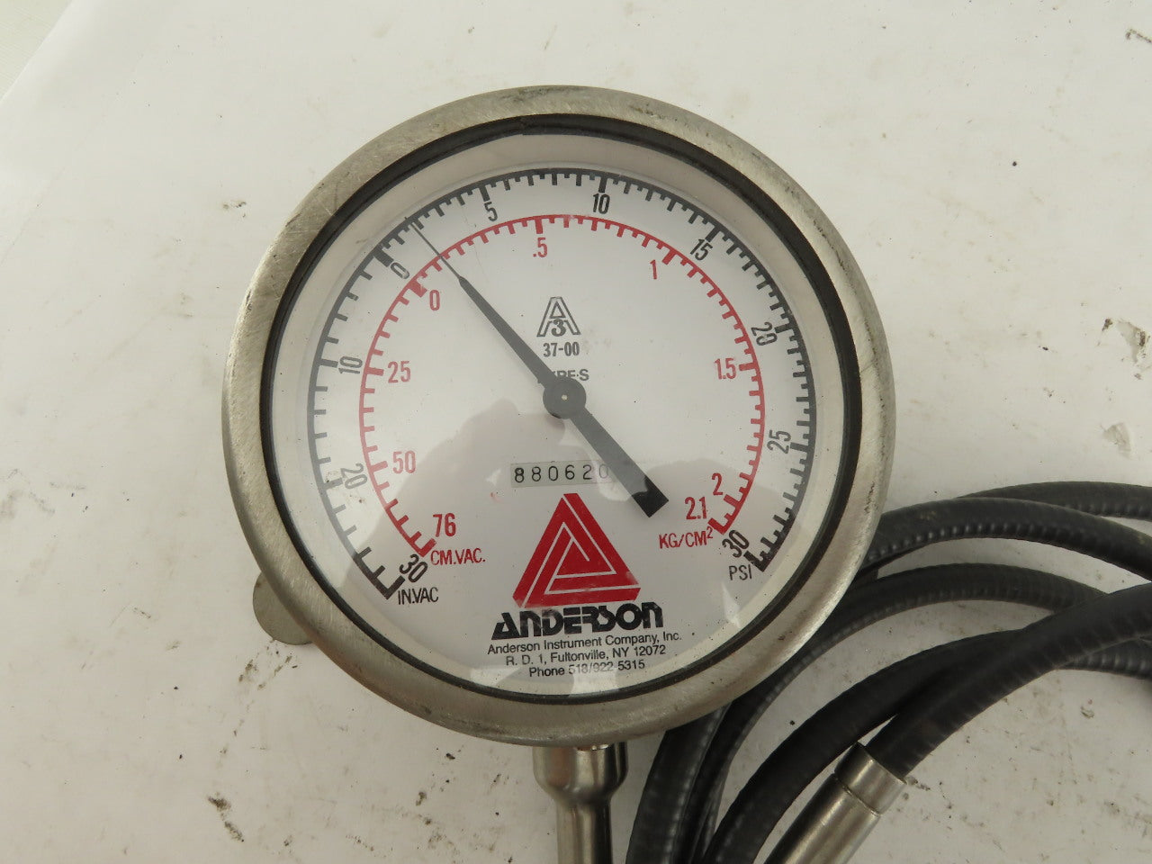 Anderson 37-00 30 PSI/VAC Stainless Steel Sanitary Pressure Gauge 120" Probe