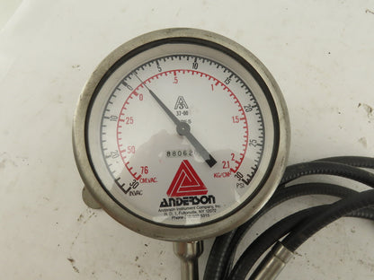 Anderson 37-00 30 PSI/VAC Stainless Steel Sanitary Pressure Gauge 120" Probe