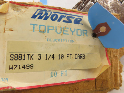 Morse S881TK 3-1/4" Side Flexing Radius Steel Flat Slat Top Conveyor Chain 10'