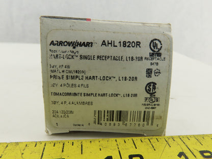 Arrow Hart AHL1820R 20A 120/208V 3PH 3P 4W Grounded Receptacle Black