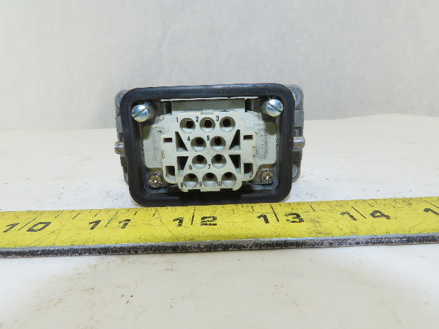 Harting Han 10EE-F 10 Pin Female Plug Base Housing Lever Lock 16A 500V