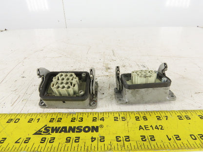 Harting HAN 10EE-F 10 Pin Female Plug Base Housing Lever Lock 16A 500V Lot Of 2