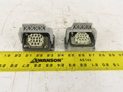Harting HAN 10EE-F 10 Pin Female Plug Base Housing Lever Lock 16A 500V Lot Of 2