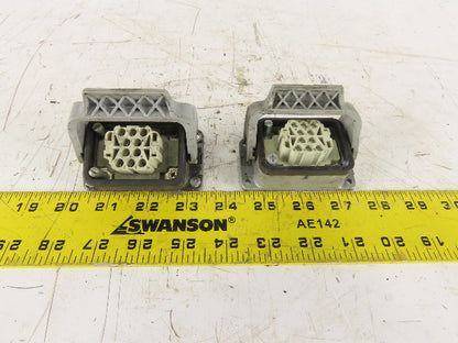 Harting HAN 10EE-F 10 Pin Female Plug Base Housing Lever Lock 16A 500V Lot Of 2