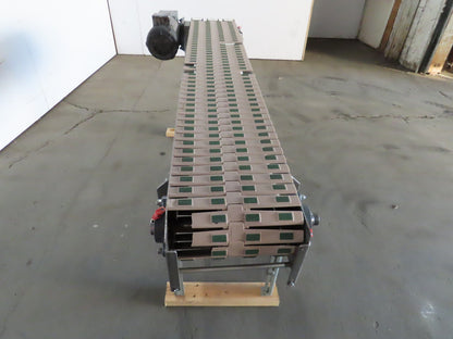 Slider Bed Belt Conveyor 12"wide Plastic chain Belt 73" OAL 115V Single Phase 1Ph