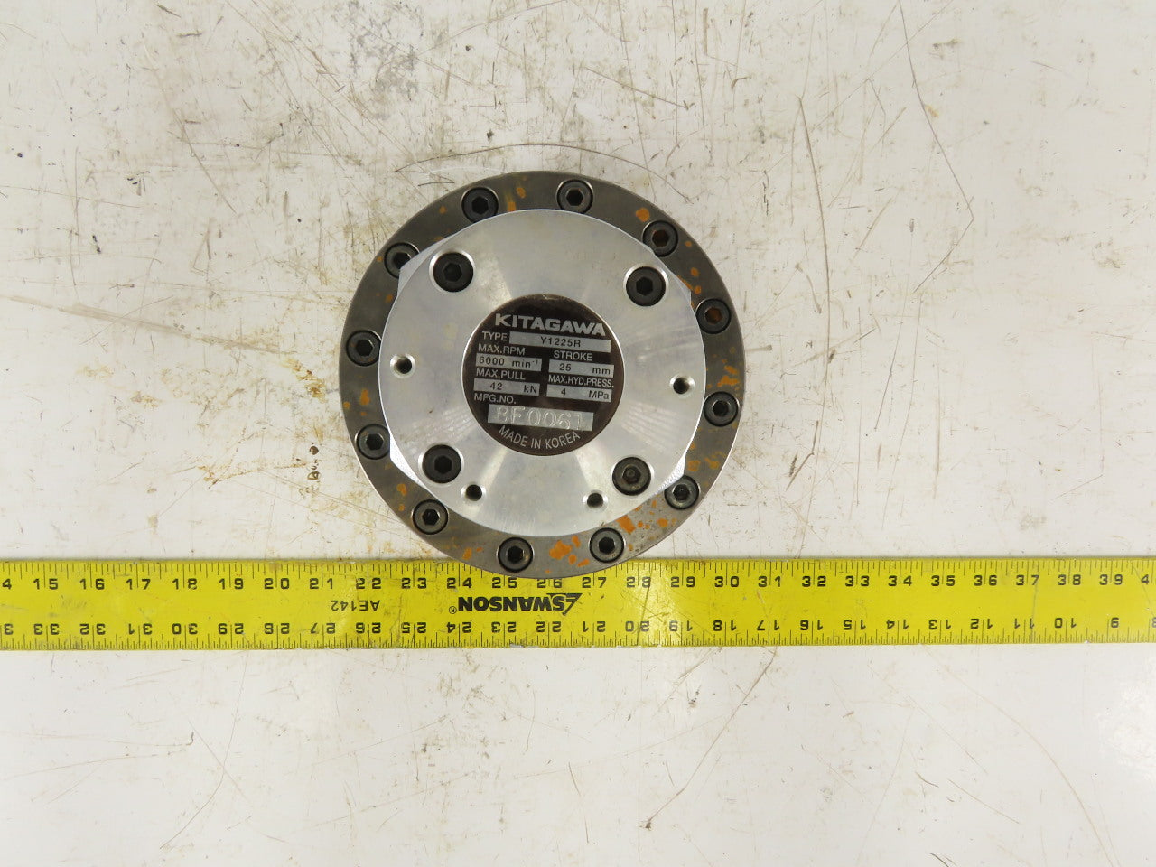 Kitagawa Y1225R Closed Center Hydraulic Chuck Cylinder 25mm Stroke 6000RPM