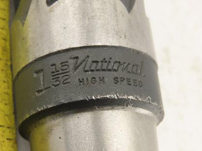 National 1-15/32" 4 Flute Spiral Bottom Drill Morse Taper #4 15" OAL