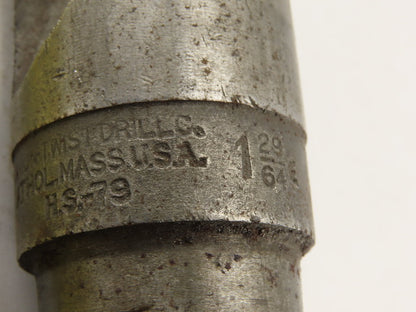 Union Twist 1-29/64" 2 Flute Spiral Drill 118° Morse Taper #4 15" OAL