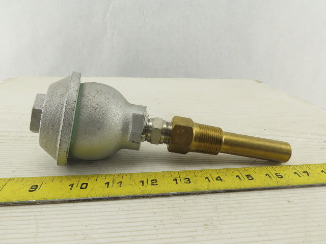 Omega Thermocouple Cast Iron Housing 4" Brass Probe