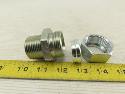 Parker 16MSC16N 1" Comp. to 1" NPT Straight Adapter Union Steel Zinc Plated