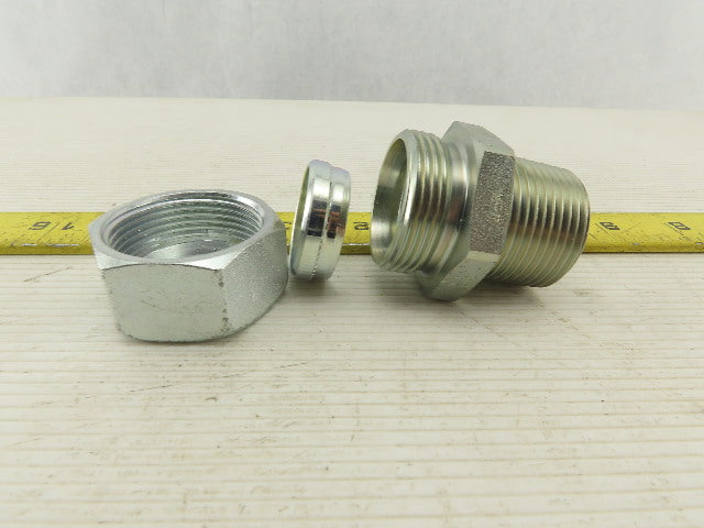 Parker 16MSC16N 1" Comp. to 1" NPT Straight Adapter Union Steel Zinc Plated