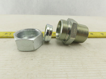 Parker 16MSC16N 1" Comp. to 1" NPT Straight Adapter Union Steel Zinc Plated