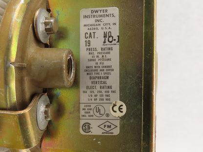 Dwyer 165956-00 45 PSI WC 480V Max Pressure Switch