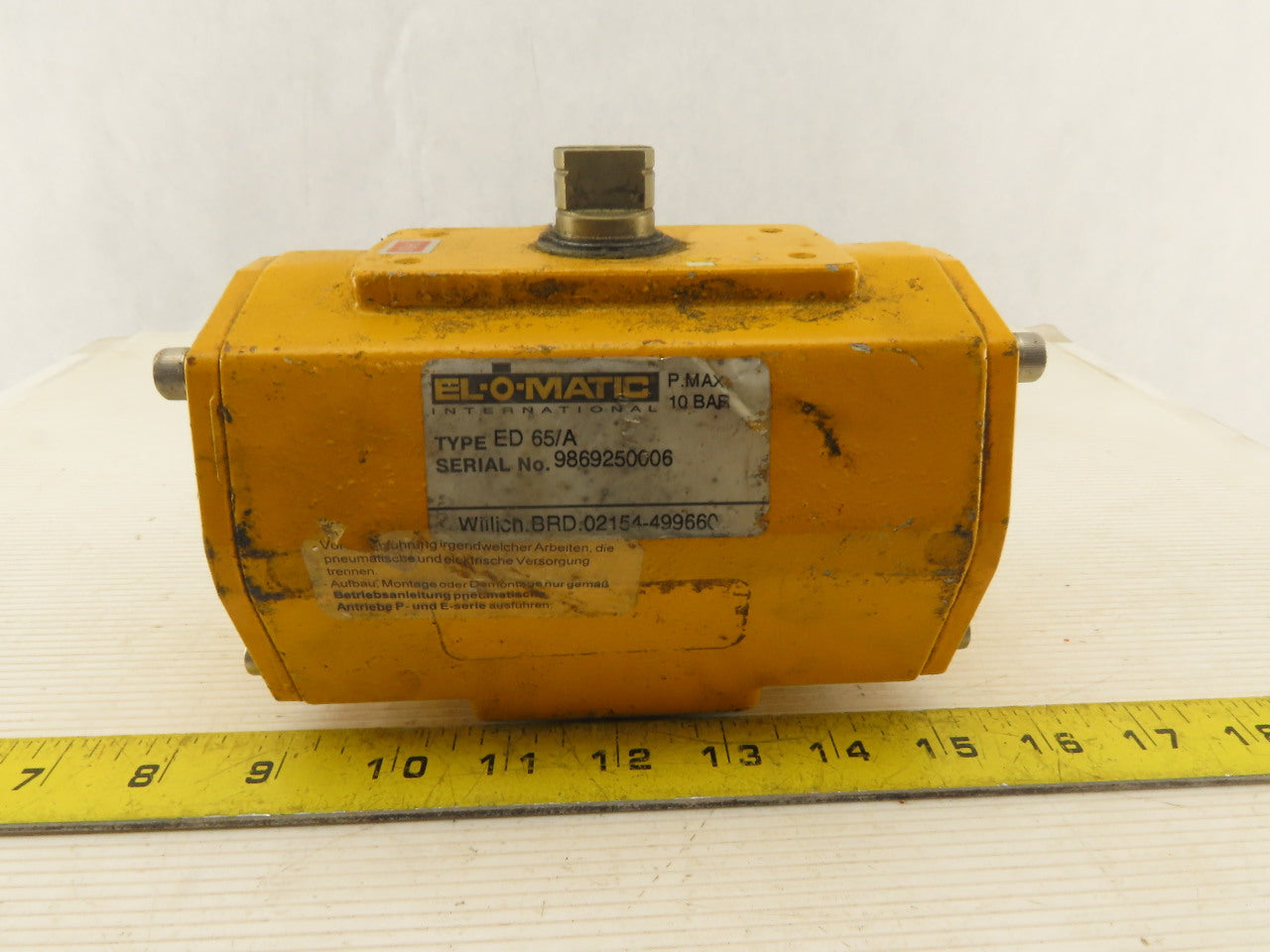 El-O-Matic ED 65/A 10 Bar 145PSI Pneumatic Actuator