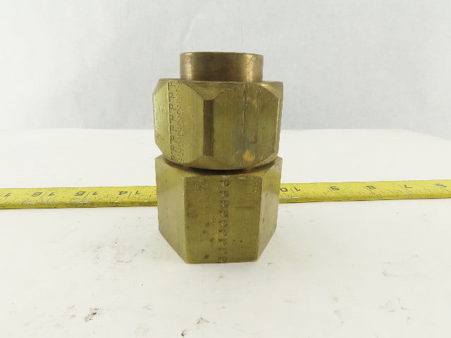 Parker 20 GTX-B Brass Straight Union Adapter 1-1/4" Female NPT x 37° JIC Flare