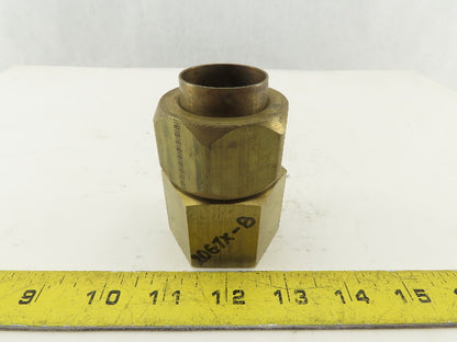 Parker 20 GTX-B Brass Straight Union Adapter 1-1/4" Female NPT x 37° JIC Flare