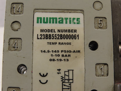 Numatics L23BB552B000061 5/3 Position Double Solenoid Air Valve 24VDC Coil