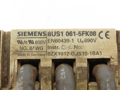Siemens AES3x38 8US1 061-5FK08 3 & 2 Pole Fuse Block Bus Bar Mount