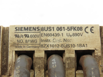 Siemens AES3x38 8US1 061-5FK08 3 & 2 Pole Fuse Block Bus Bar Mount