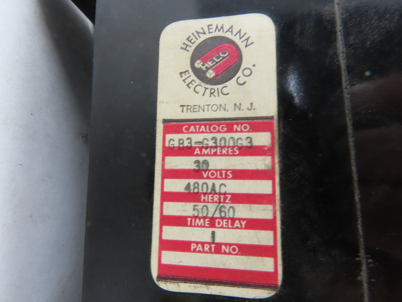 Heinemann GB3-G300G3 30 Amp Breaker 480V 50/60Hz 2 Pole