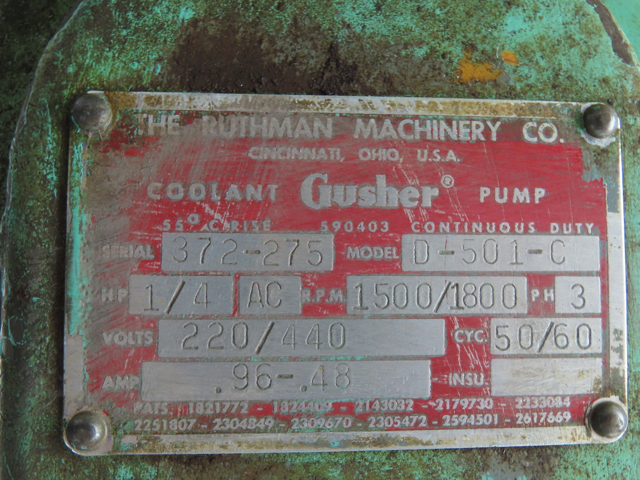 Gusher D-501-C 1/4Hp Centrifugal Brass Pump 220/440V 3Ph 1500/1800 RPM