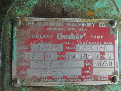 Gusher D-501-C 1/4Hp Centrifugal Brass Pump 220/440V 3Ph 1500/1800 RPM