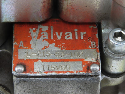 Parker L-215-53-102 Valvair Pneumatic Dual Piloted Valve 120V Override