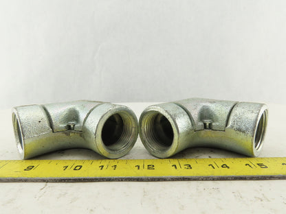 Appleton 1" Conduit Side Entry Pulling Elbow Galvanized 90° Lot OF 2