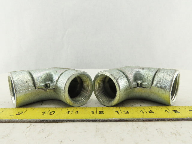 Appleton 1" Conduit Side Entry Pulling Elbow Galvanized 90° Lot OF 2