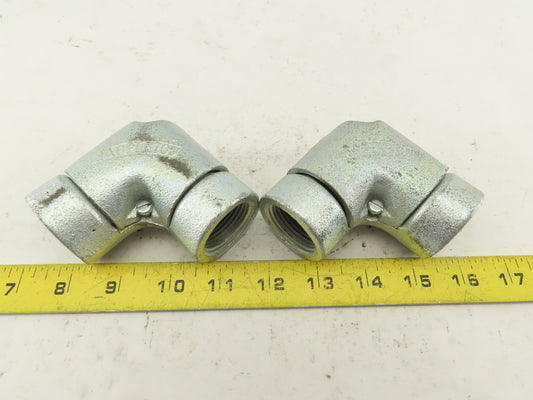 Appleton 1" Conduit Side Entry Pulling Elbow Galvanized 90° Lot OF 2