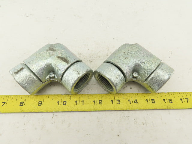 Appleton 1" Conduit Side Entry Pulling Elbow Galvanized 90° Lot OF 2